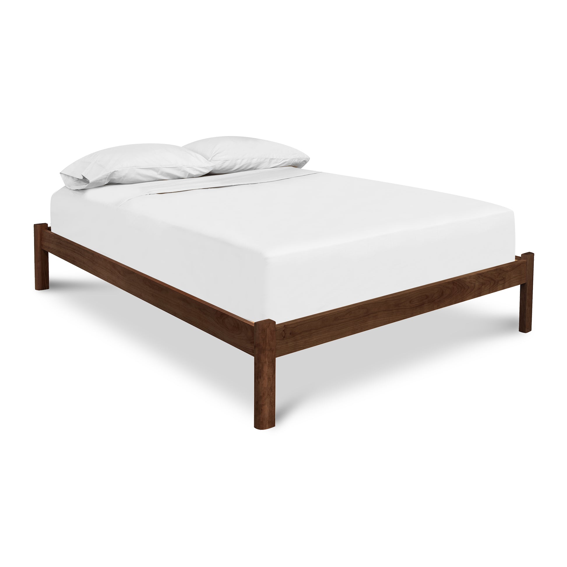 Heartwood Shaker Studio-Style Platform Bed by Vermont Furniture Designs in eco-oil finish, shown with a white mattress.