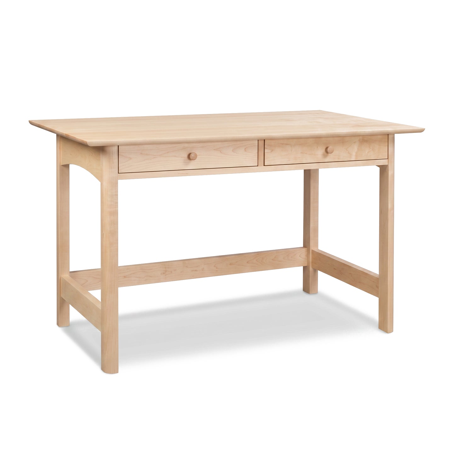 Heartwood Shaker Writing Desk by Vermont Furniture Designs in solid hardwood, two drawers, classic modern style, American made quality craftsmanship.