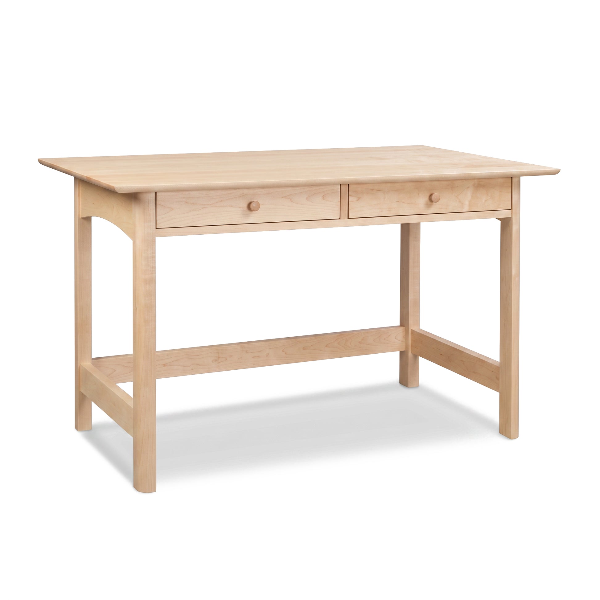 Heartwood Shaker Writing Desk by Vermont Furniture Designs in solid hardwood, two drawers, classic modern style, American made quality craftsmanship.
