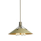 Industrial Henry Pendant by Hubbardton Forge featuring a wide metal shade and exposed bulbs, emphasizing craftsmanship and design.