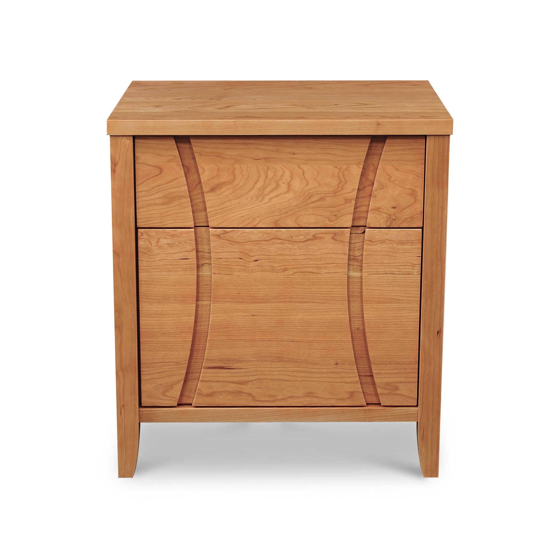 Lyndon Furniture Holland 1-Drawer Nightstand with Door, white finish, eco-friendly wood, elegant curved inlay accents.