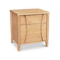Holland 1-Drawer Nightstand with Door by Lyndon Furniture in light wood finish, showcasing curved design and sustainable craftsmanship.