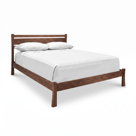 Horizon Platform Bed by Vermont Furniture Designs with slatted headboard, showcasing American-made craftsmanship and quality wood construction.