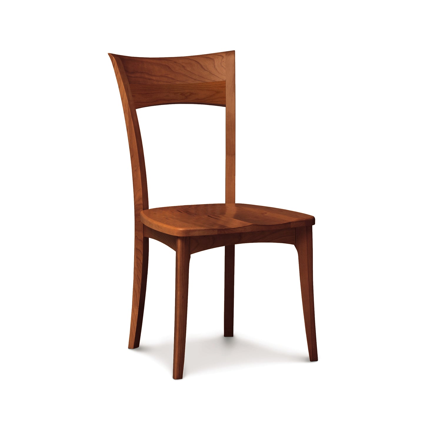 Ingrid Chair by Copeland Furniture, modern design with curved backrest and four solid cherry wood legs, handcrafted in America.