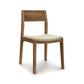 Copeland Furniture Special Order Iso Chair with solid cherry wood frame and light beige cushion, showcasing American craftsmanship.