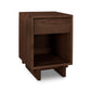 Kipling 1-Drawer Enclosed Shelf Nightstand by Vermont Furniture Designs in dark brown natural wood with a modern design and four sturdy legs.