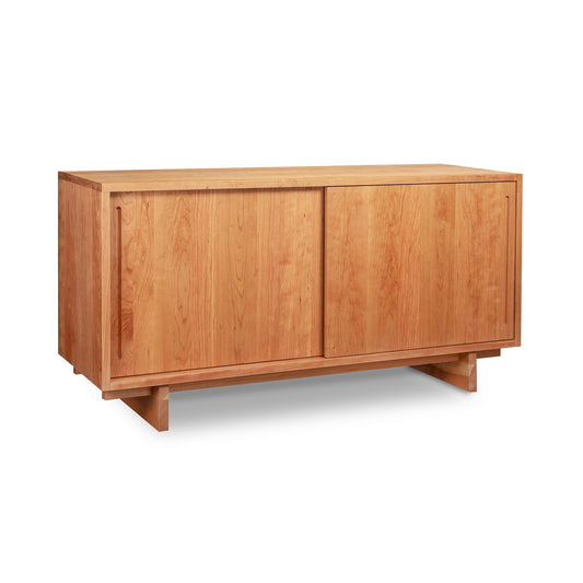 Kipling 2-Door Media Console by Vermont Furniture Designs with modern rectangular shape, sliding doors, and short legs, made in the USA.