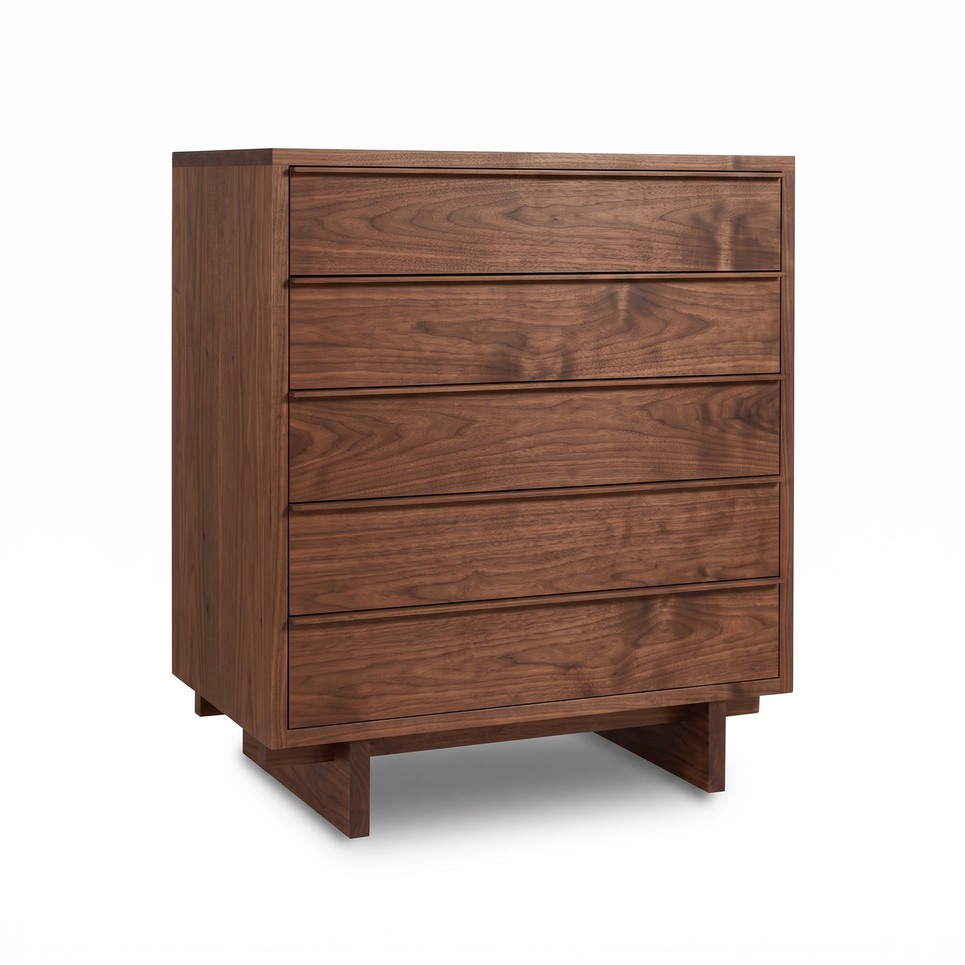 Kipling 5-Drawer Wide Chest by Vermont Furniture Designs in dark wood, showcasing modern Vermont-inspired minimalist craftsmanship.