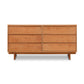 Townsend Kipling Asymmetrical 6-Drawer Dresser in natural finish by Vermont Furniture Designs, showcasing modern style and spacious storage drawers.