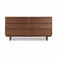 Kipling 6-Drawer Dresser in rich walnut by Vermont Furniture Designs, showcasing modern style and spacious storage, made in the USA.