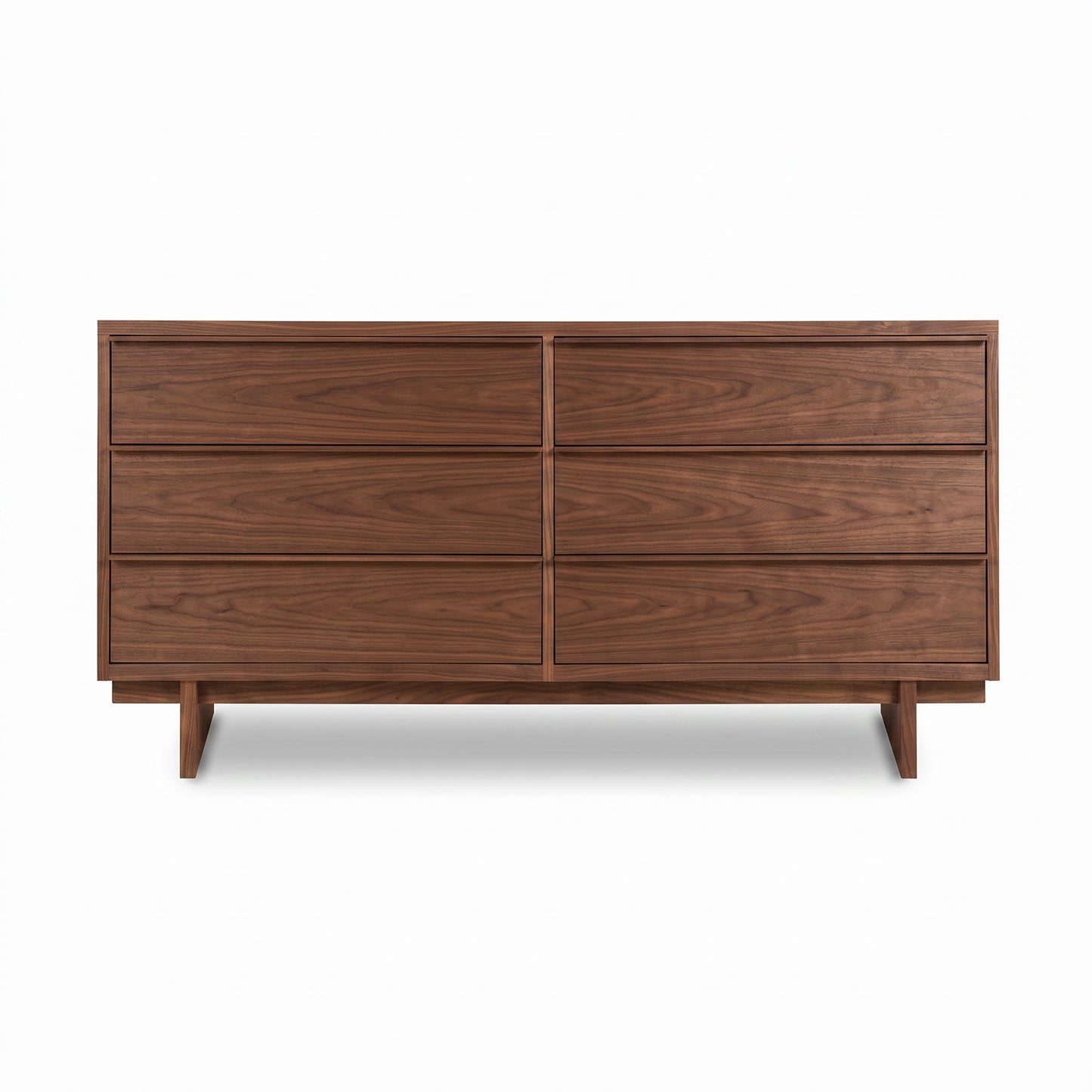 Kipling 6-Drawer Dresser in rich walnut by Vermont Furniture Designs, showcasing modern style and spacious storage, made in the USA.