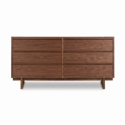 Kipling 6-Drawer Dresser in rich walnut by Vermont Furniture Designs, showcasing modern style and spacious storage, made in the USA.