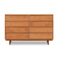 Solid wood Kipling 8-Drawer Dresser by Vermont Furniture Designs with a natural finish and minimalist rectangular design.