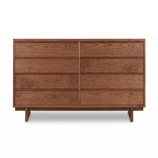 Vermont Furniture Designs Kipling 8-Drawer Dresser in white solid wood, featuring clean lines and mid-century modern style.