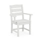 Discontinued POLYWOOD Lakeside Dining Arm Chair with a white slatted seat and back, highlighting its classic design and craftsmanship.