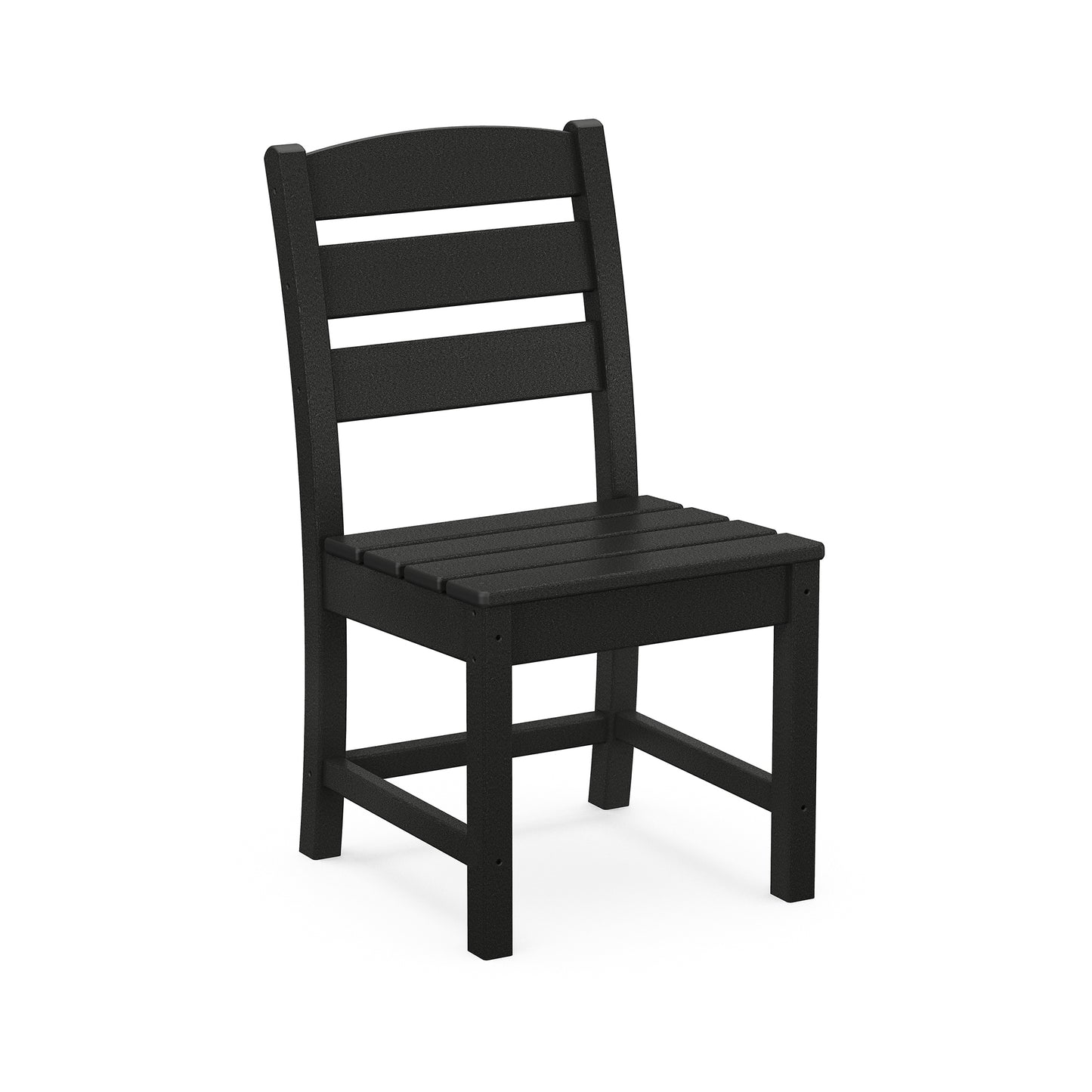 POLYWOOD Lakeside Dining Chair in black with a classic slatted design and durable, weather-resistant construction, crafted for long-lasting outdoor use.