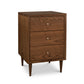 Mid-century modern Larssen 3-Drawer Nightstand by Vermont Furniture Designs with tapered legs and natural hardwood finish.