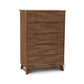 Linn 5-Drawer Wide Chest by Copeland Furniture: Mid-century modern dresser with natural wood grain finish and distinctive angled legs.