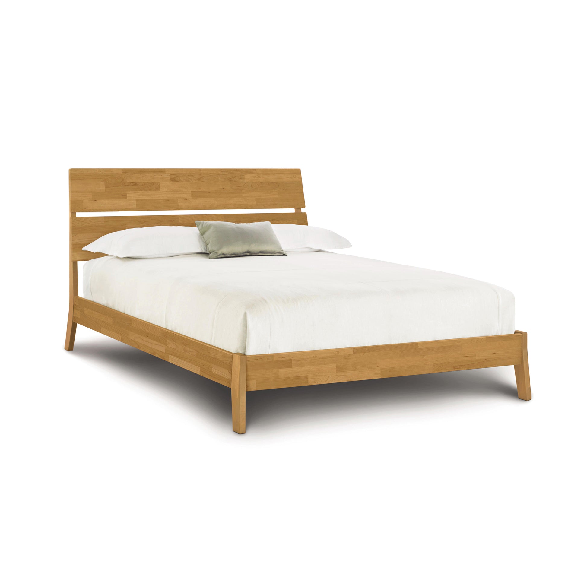 Copeland Linn Platform Bed in cherry finish, Queen size, features sleek modern lines and expert American craftsmanship.