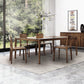 Copeland Furniture Lisse Glass Top Dining Table on a gray rug.