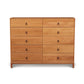 Mansfield 10-Drawer Dresser by Copeland Furniture made from North American hardwood featuring metal-handled drawers and four short legs.