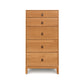 Mansfield 5-Drawer Narrow Chest by Copeland Furniture featuring elegant wood construction and black metal handles.