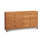 Mansfield 8-Drawer Dresser with natural cherry finish and sleek metal handles by Copeland Furniture.