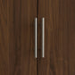 Copeland Furniture Mansfield Media Console features sleek silver handles and a rich dark brown hardwood frame with elegant wood grain detail.