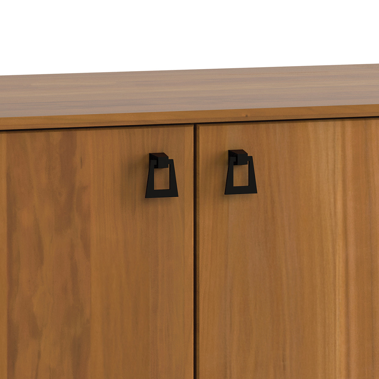 Mansfield Media Console by Copeland Furniture crafted in solid hardwood with black square handles, American made quality furniture.