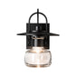 Hubbardton Forge Mason Outdoor Sconce with black metal frame, clear hand-blown glass, and square backplate crafted for modern style and durability.