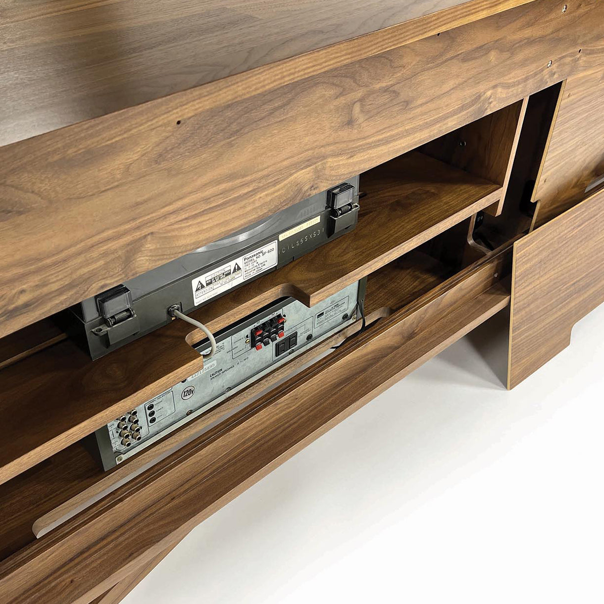Copeland Furniture Moduluxe Media Cabinet features modern open shelves and expert craftsmanship, showcasing quality American made wood furniture.