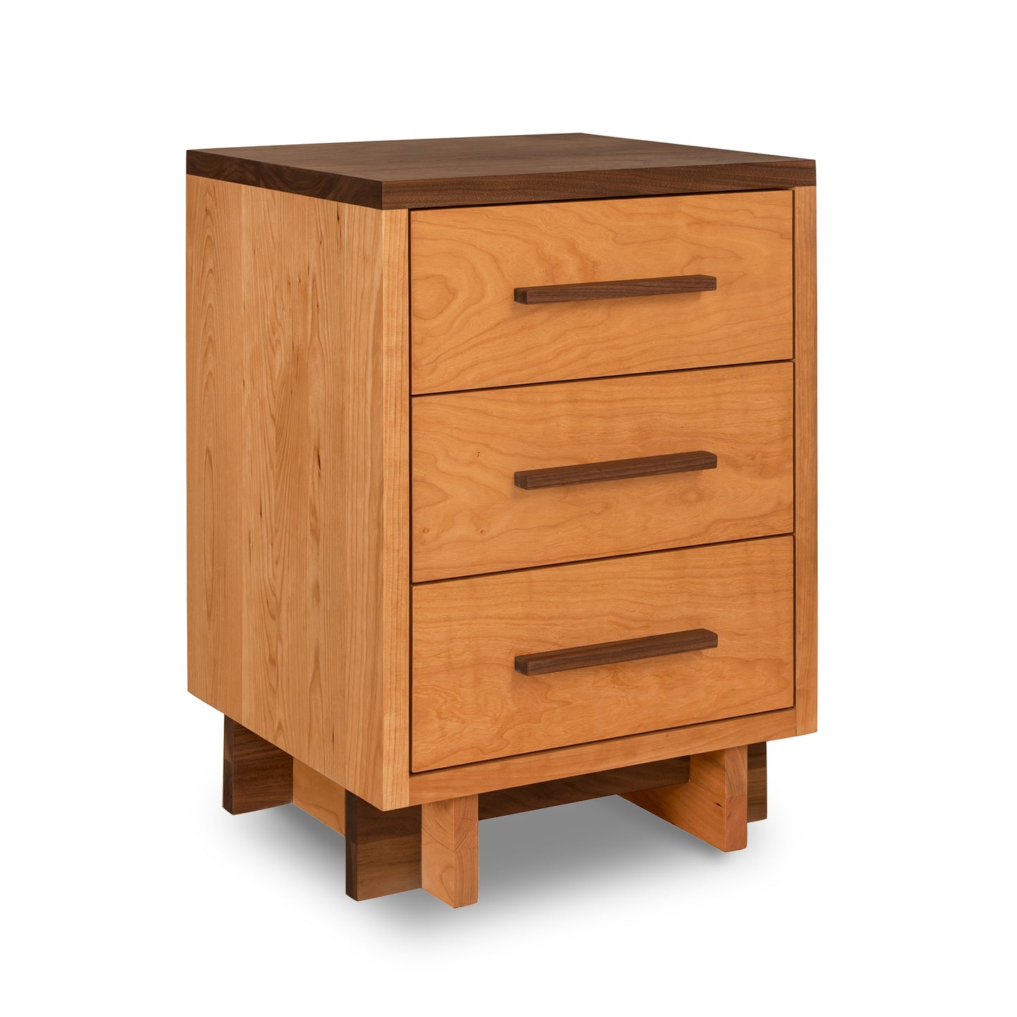 Vermont Furniture Designs Modern American 3-Drawer Nightstand in Engelhard finish, handcrafted and showcasing premium quality craftsmanship.