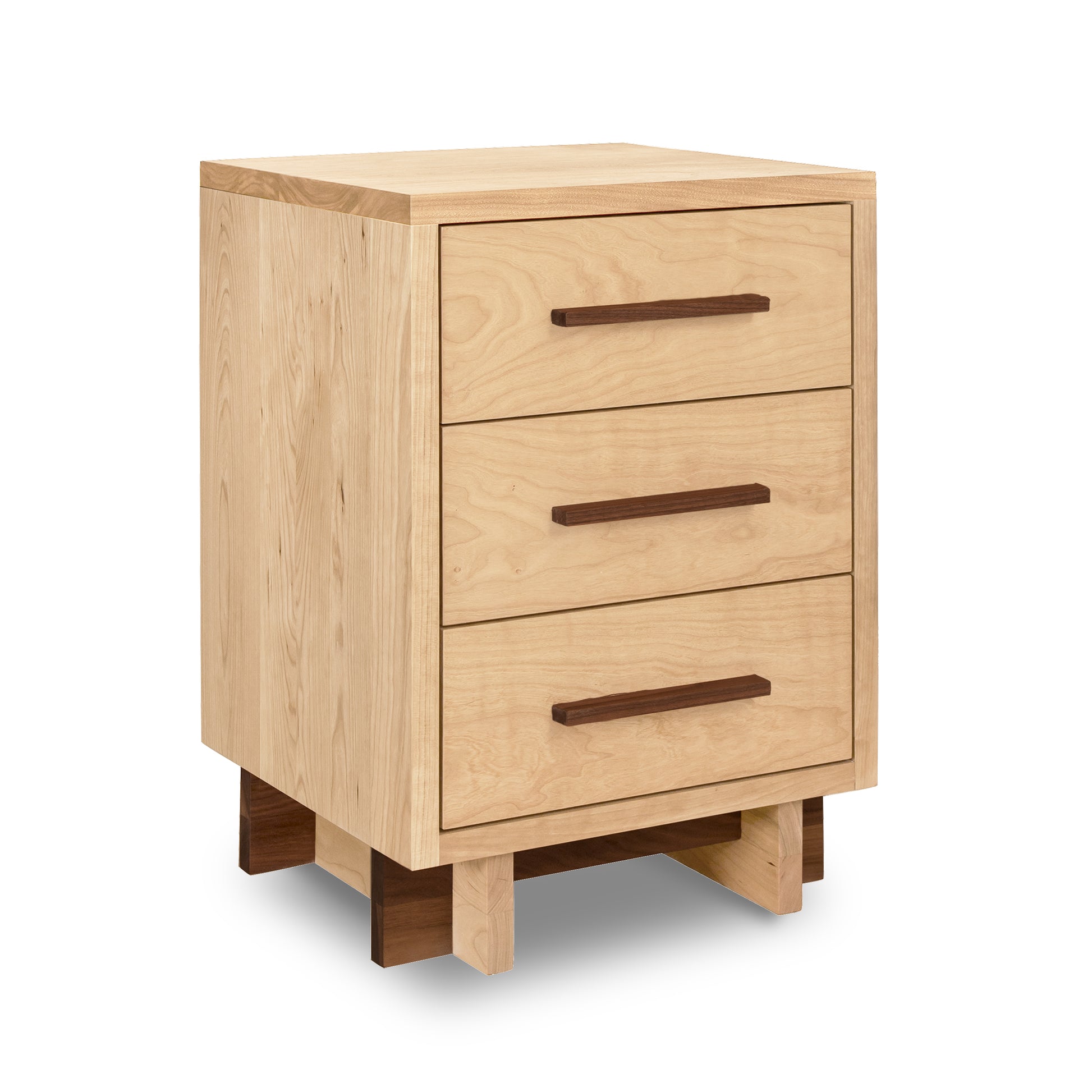 Special Order Engelhard Modern American 3-Drawer Nightstand by Vermont Furniture Designs, crafted in solid hardwood with dark handles.