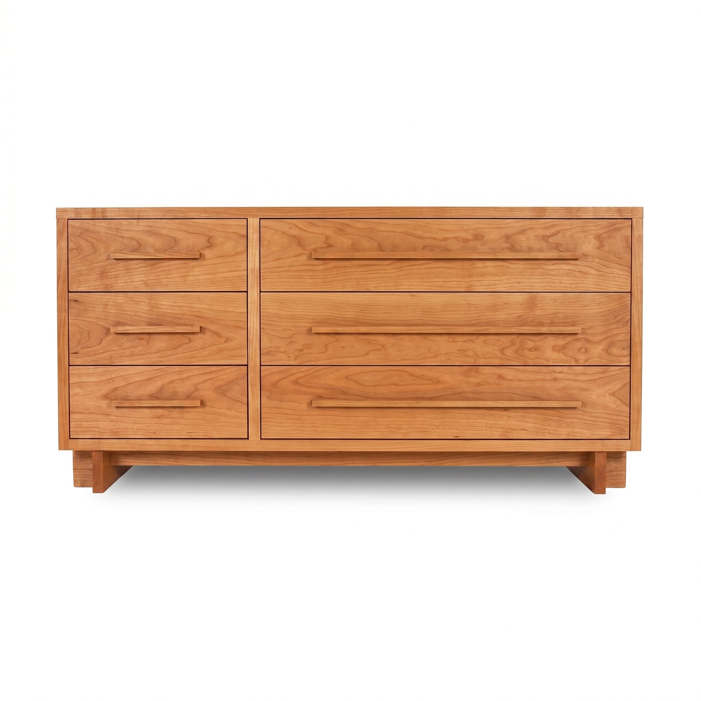 Modern American 6-Drawer Dresser by Vermont Furniture Designs in solid wood, showcasing sleek lines and natural grain; American made craftsmanship.