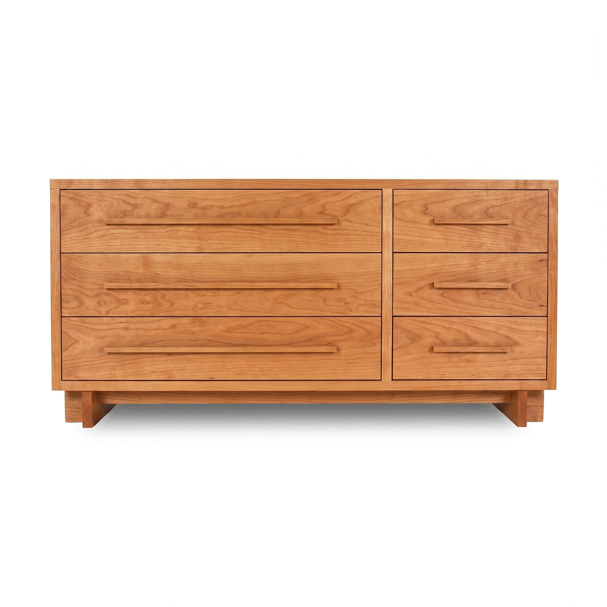 Vermont Furniture Designs Modern American 6-Drawer Dresser with simple handles and a natural wood finish, expertly crafted in the USA.