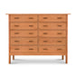 Modern Craftsman 10-drawer dresser by Vermont Furniture Designs, showcasing clean lines, sleek handles, and a smooth eco-friendly wood finish.
