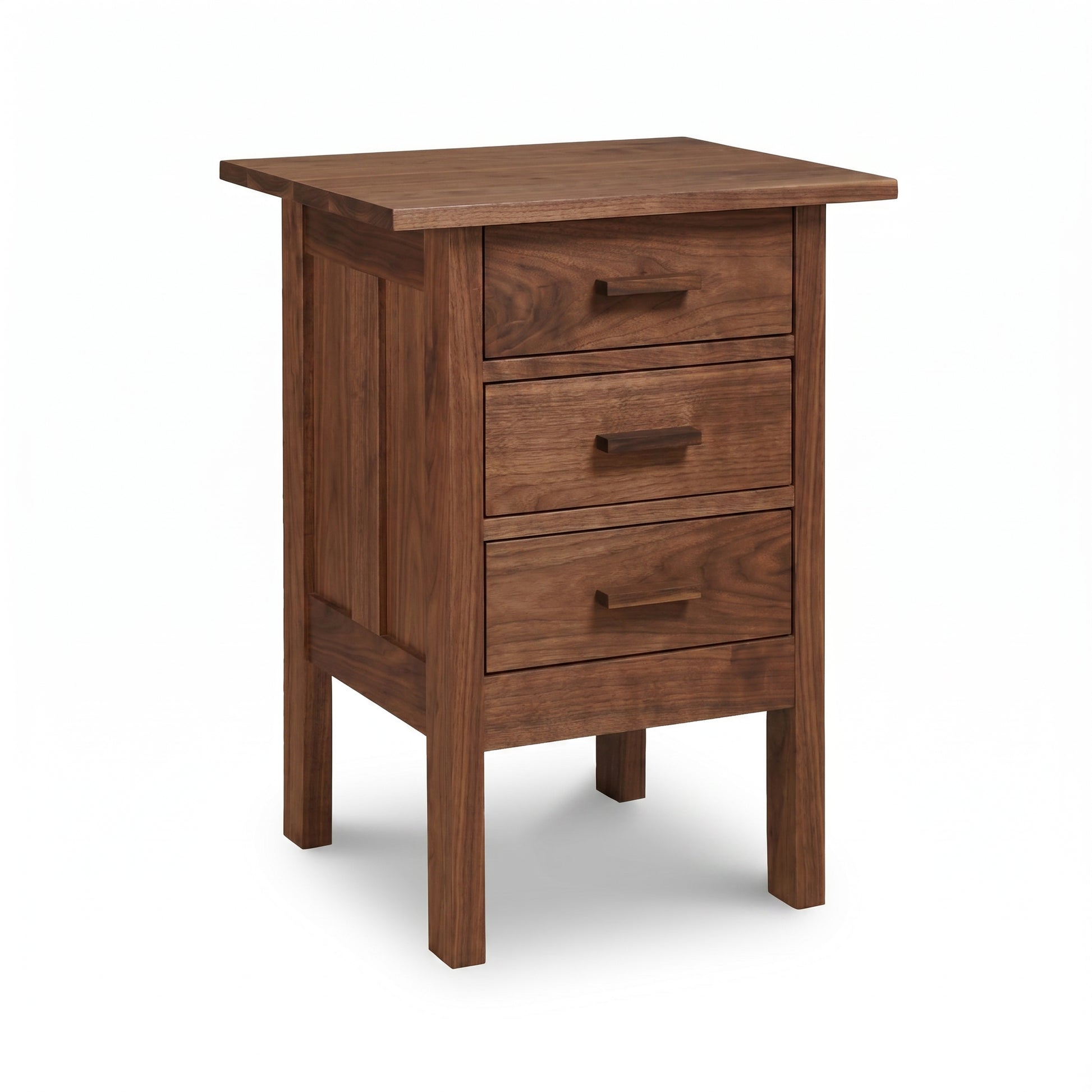 Modern Craftsman 3-Drawer Nightstand by Vermont Furniture Designs, featuring sleek lines and four sturdy legs, expertly crafted in solid wood.