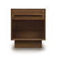 Copeland Furniture Moduluxe nightstand in solid hardwood with one drawer and an enclosed shelf, showcasing minimalist, high-quality craftsmanship.