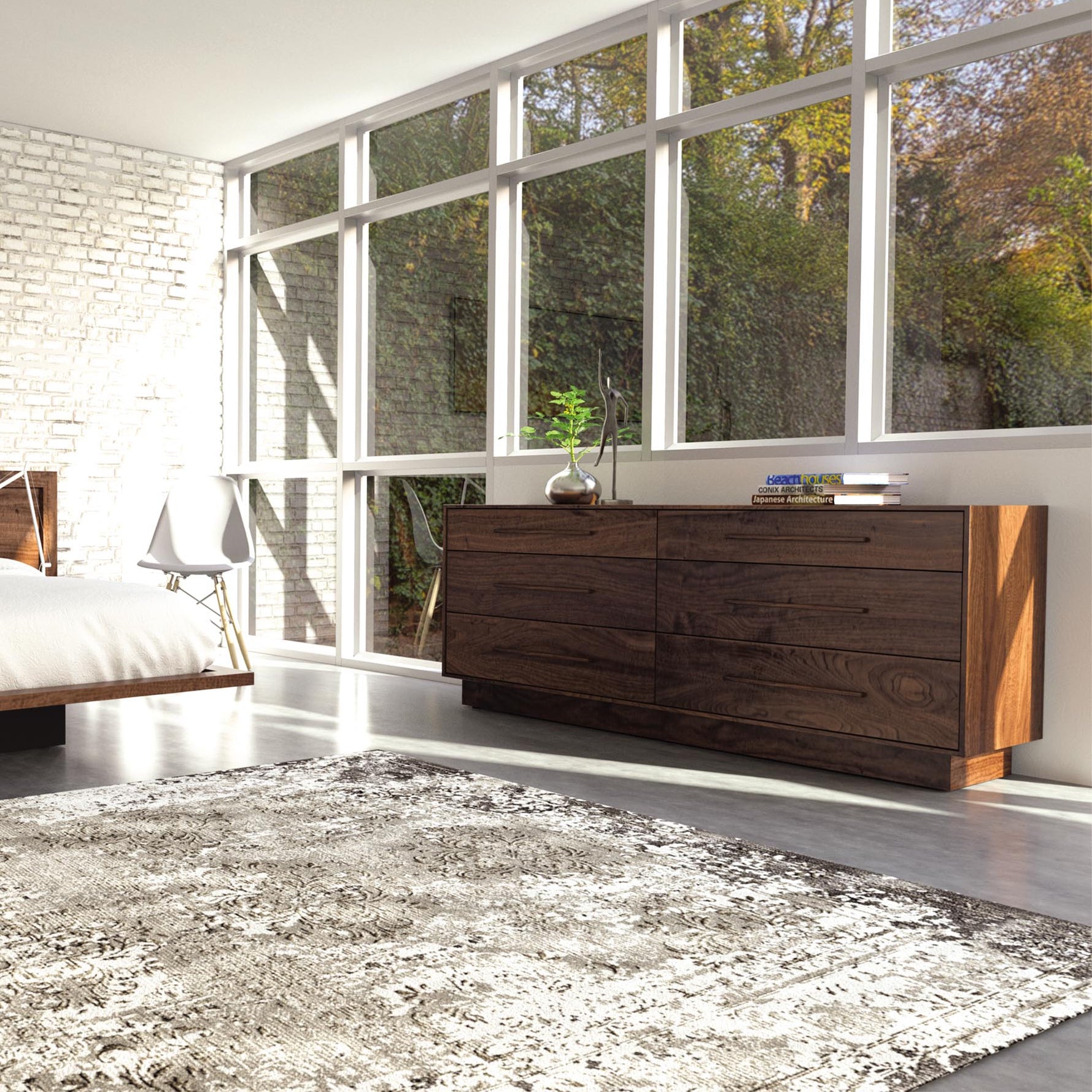 Copeland's Moduluxe 6-Drawer Dresser in a modern bedroom setting with eco-friendly design elements.