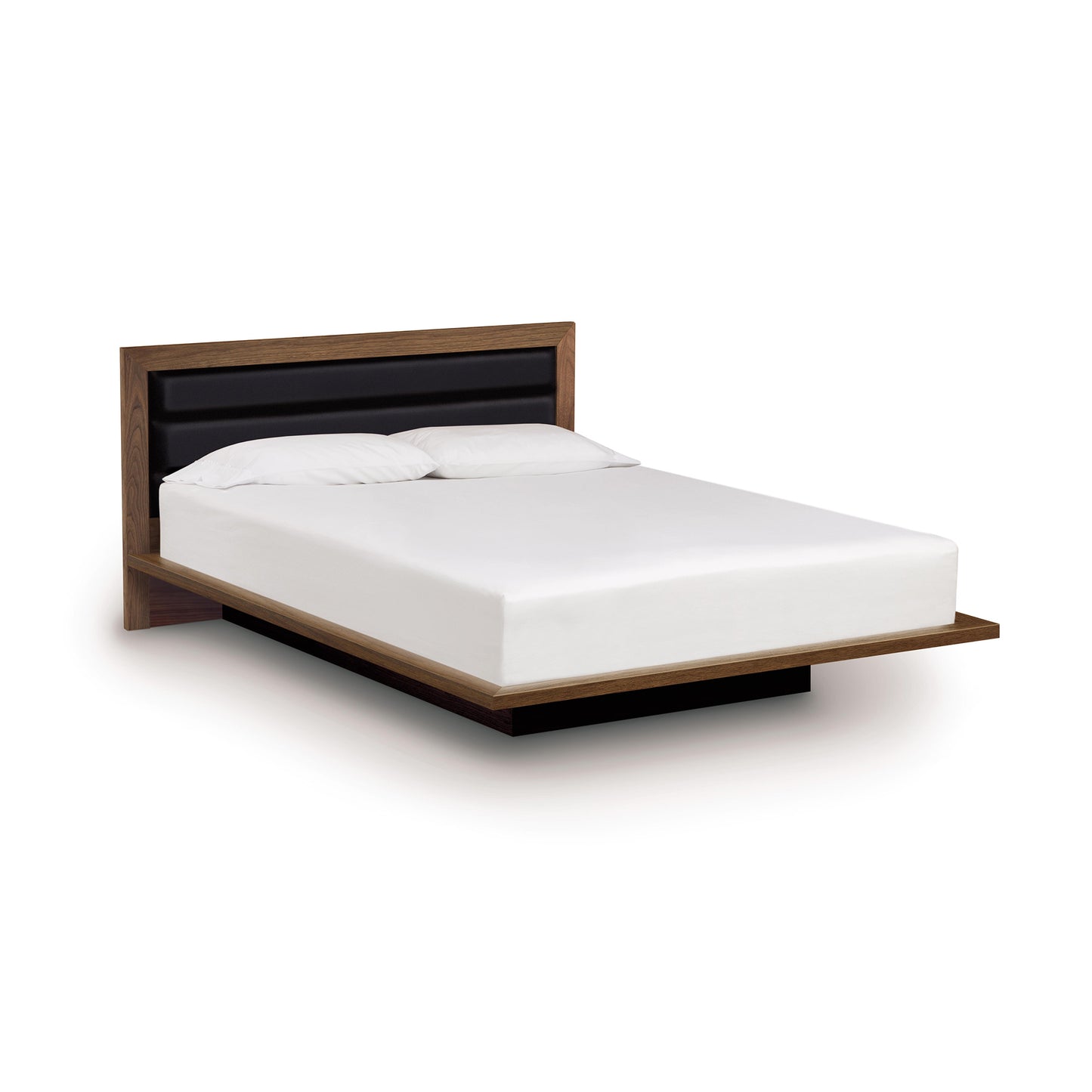 Copeland Moduluxe Platform Bed with 35" upholstered headboard, crafted wood frame, and neutral-tone bedding.