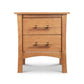 Monterey 2-Drawer Nightstand by Copeland Furniture features solid wood construction and sleek black handles, showcasing American craftsmanship.