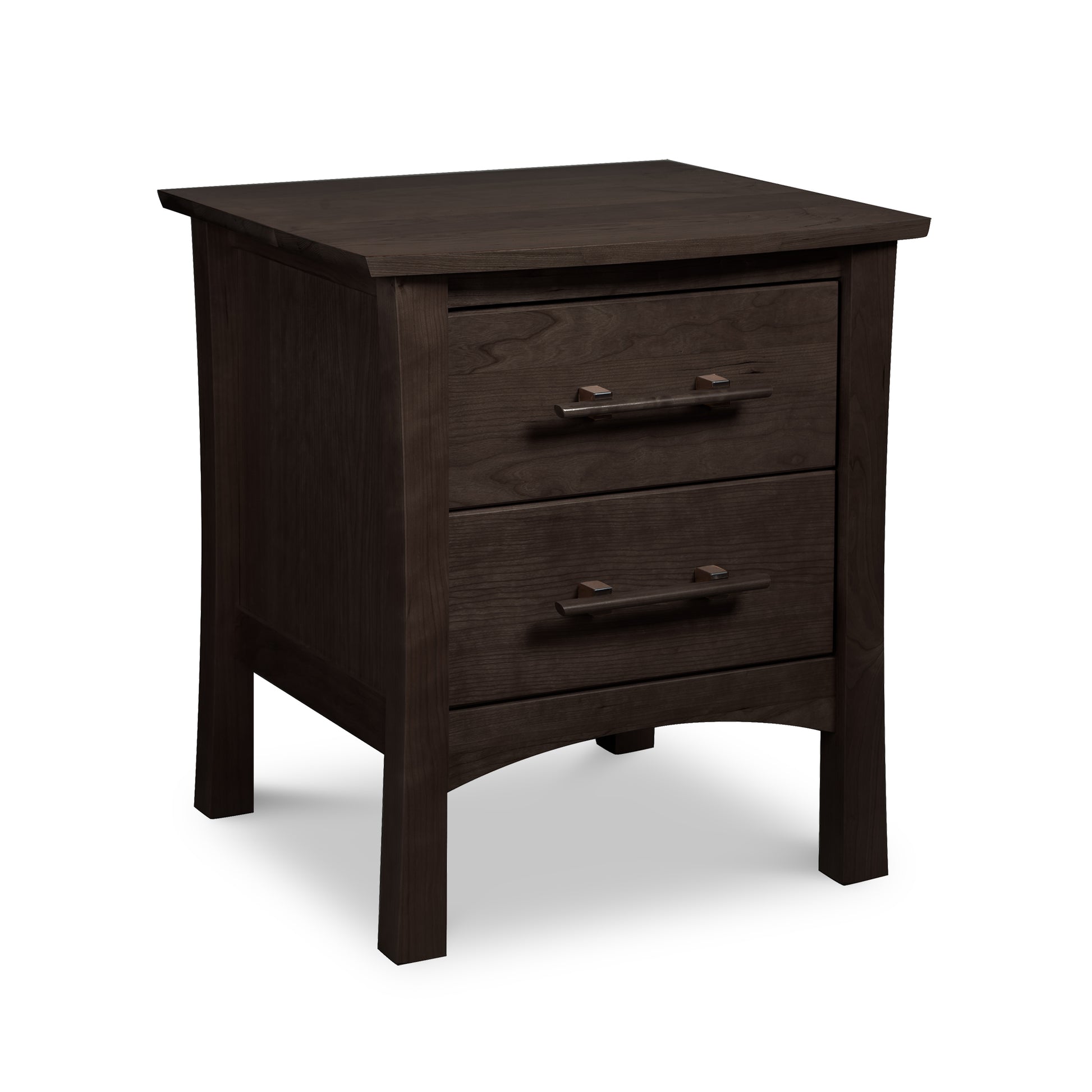 Copeland Monterey 2-Drawer Nightstand features luxury solid wood construction and elegant curved legs, showcasing exceptional American craftsmanship.