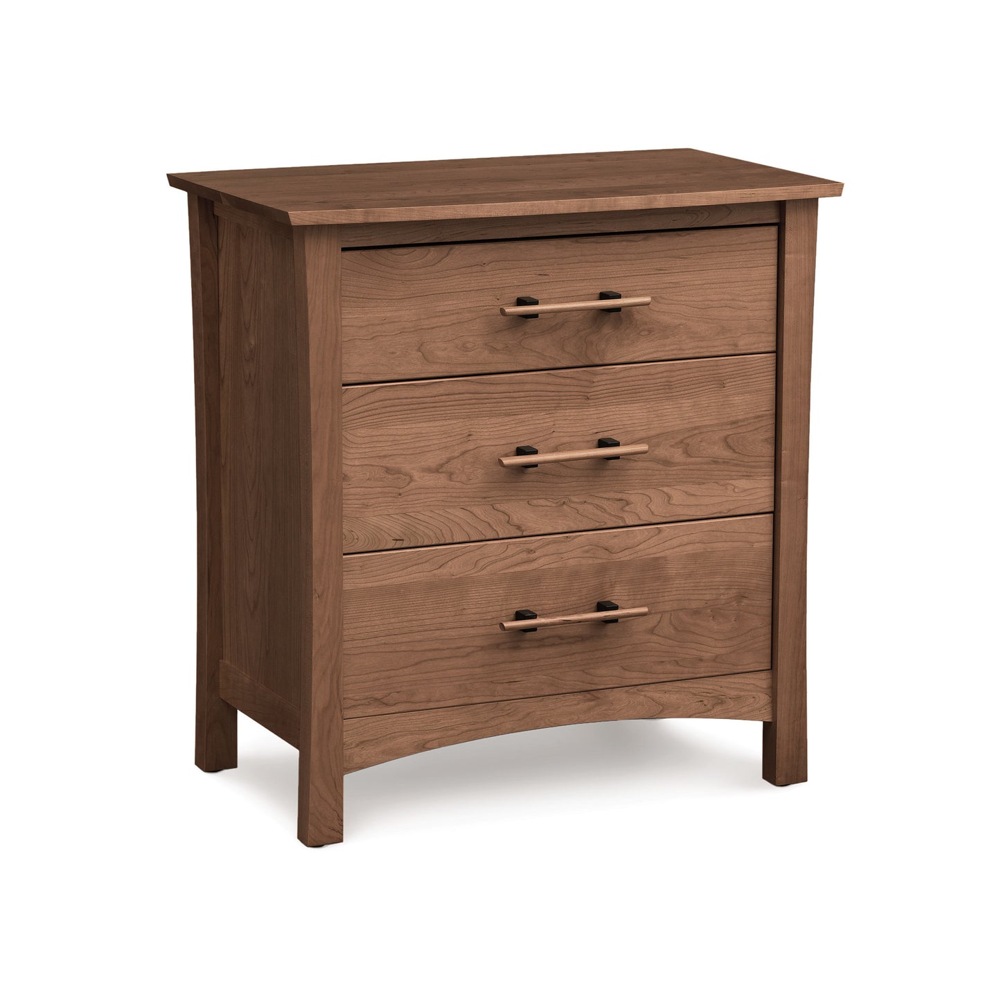 Monterey 3-Drawer Chest by Copeland Furniture in cherry wood with metal handles and a classic design.