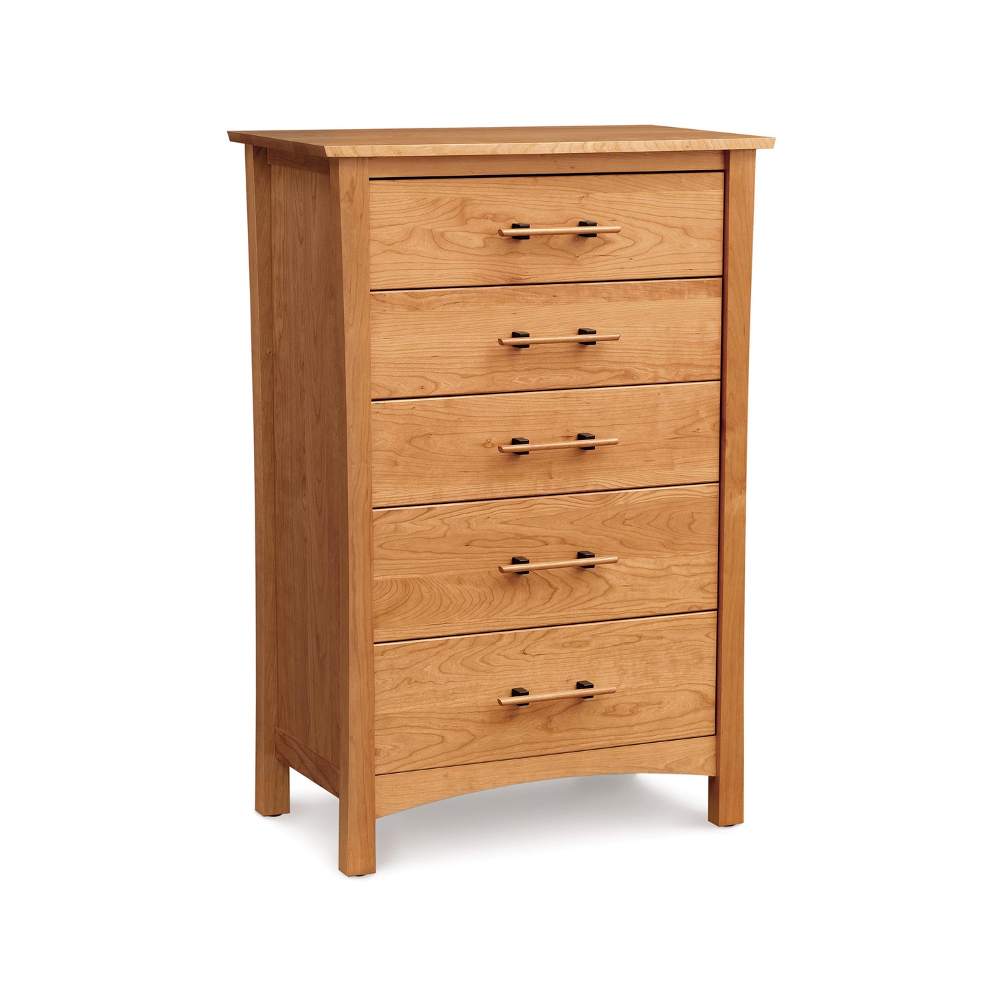 Eco-friendly Monterey 5-Drawer Chest by Copeland Furniture with sleek metal handles and sturdy four-leg design.