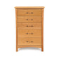 Monterey 5-Drawer Chest by Copeland Furniture featuring an eco-friendly design with metal handles and a gently curved front.