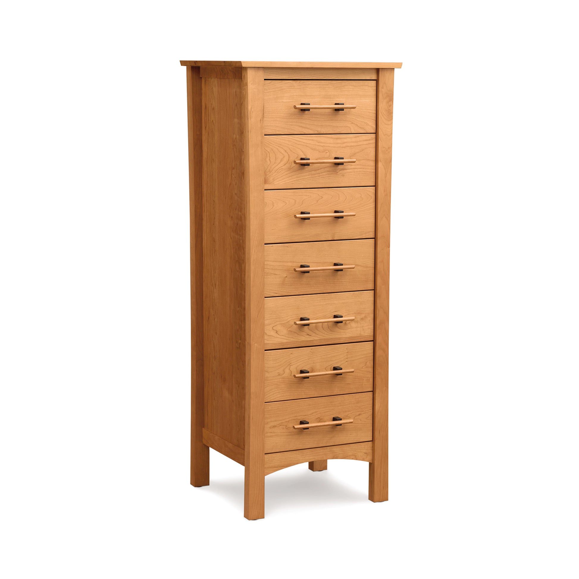 Monterey 7-Drawer Lingerie Chest by Copeland Furniture, featuring tall, elegant design with sleek metal handles and sturdy four-leg construction.