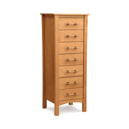 Monterey 7-Drawer Lingerie Chest by Copeland Furniture: a high-end, tall wooden dresser featuring sleek metal handles.
