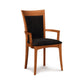 Morgan Shaker Chair by Copeland Furniture, featuring a handcrafted wood frame, curved back, armrests, and black cushioned seat.