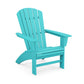 POLYWOOD Nautical Curveback Adirondack Chair in turquoise with slatted back and wide armrests.