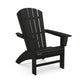Black POLYWOOD Nautical Curveback Adirondack Chair with slatted back and wide armrests for outdoor relaxation.